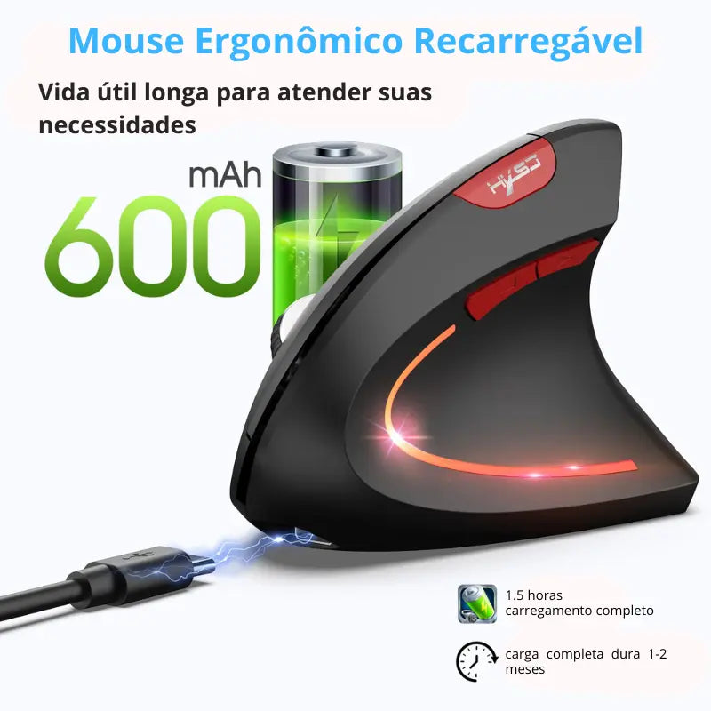 Mouse Ergonômico sem Fio